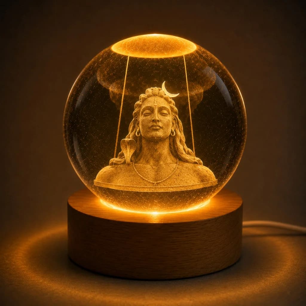 Crystal Ball Night Lamp (3D Adiyogi — The First Yogi)