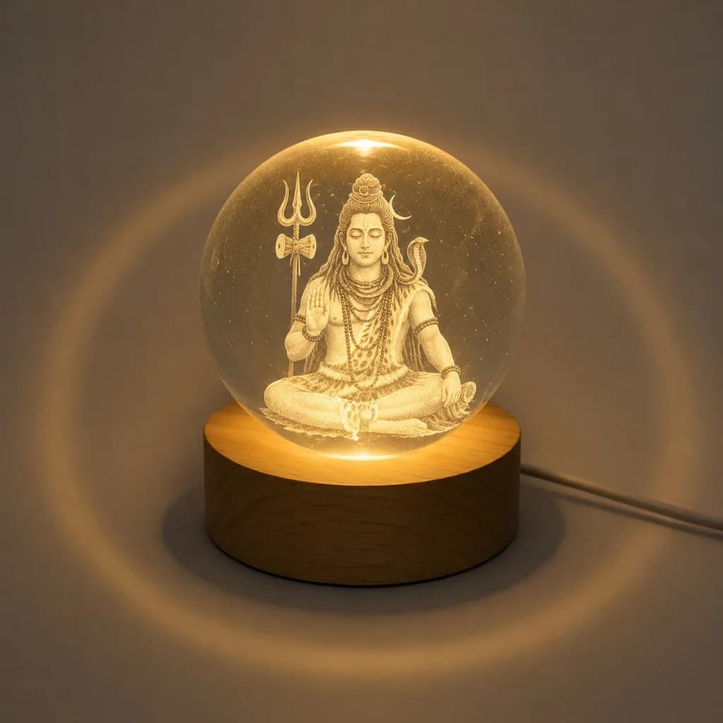 Crystal Ball Night Lamp (3D Lord Shiva — Mahadev Meditation)