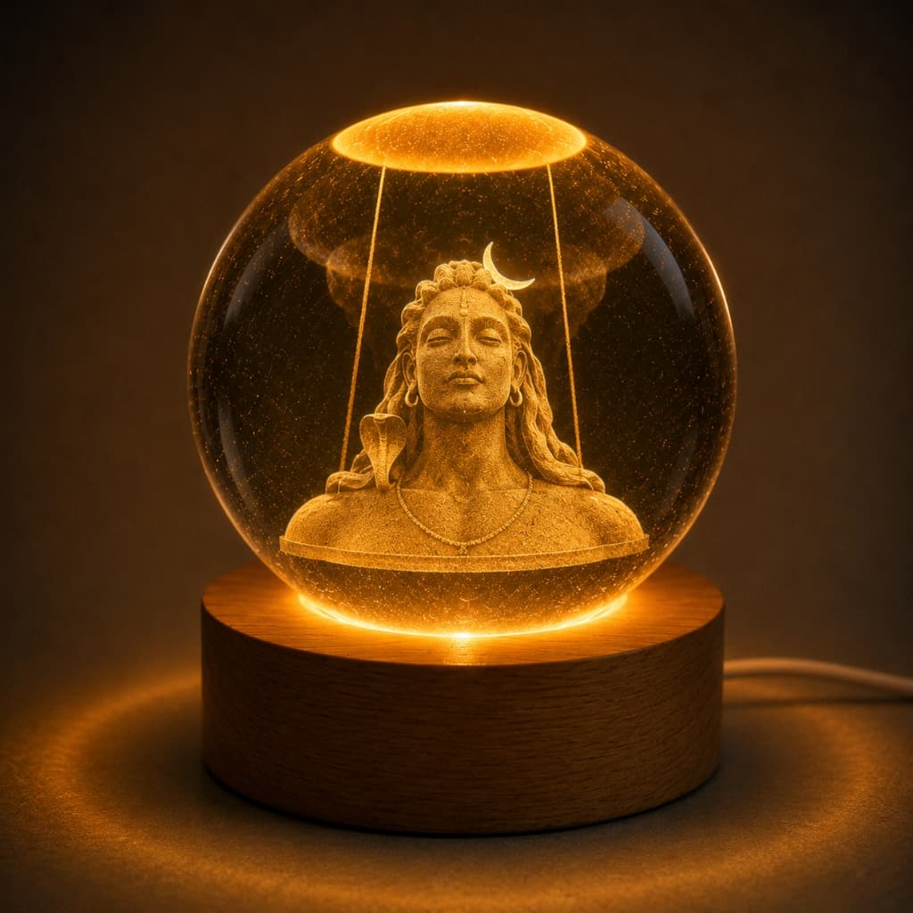 3D Adiyogi — The First Yogi Crystal Ball Night Lamp