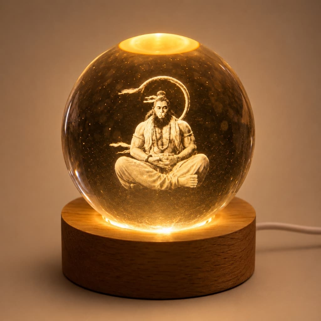 3D Lord Hanuman Meditation Crystal Ball Night Lamp